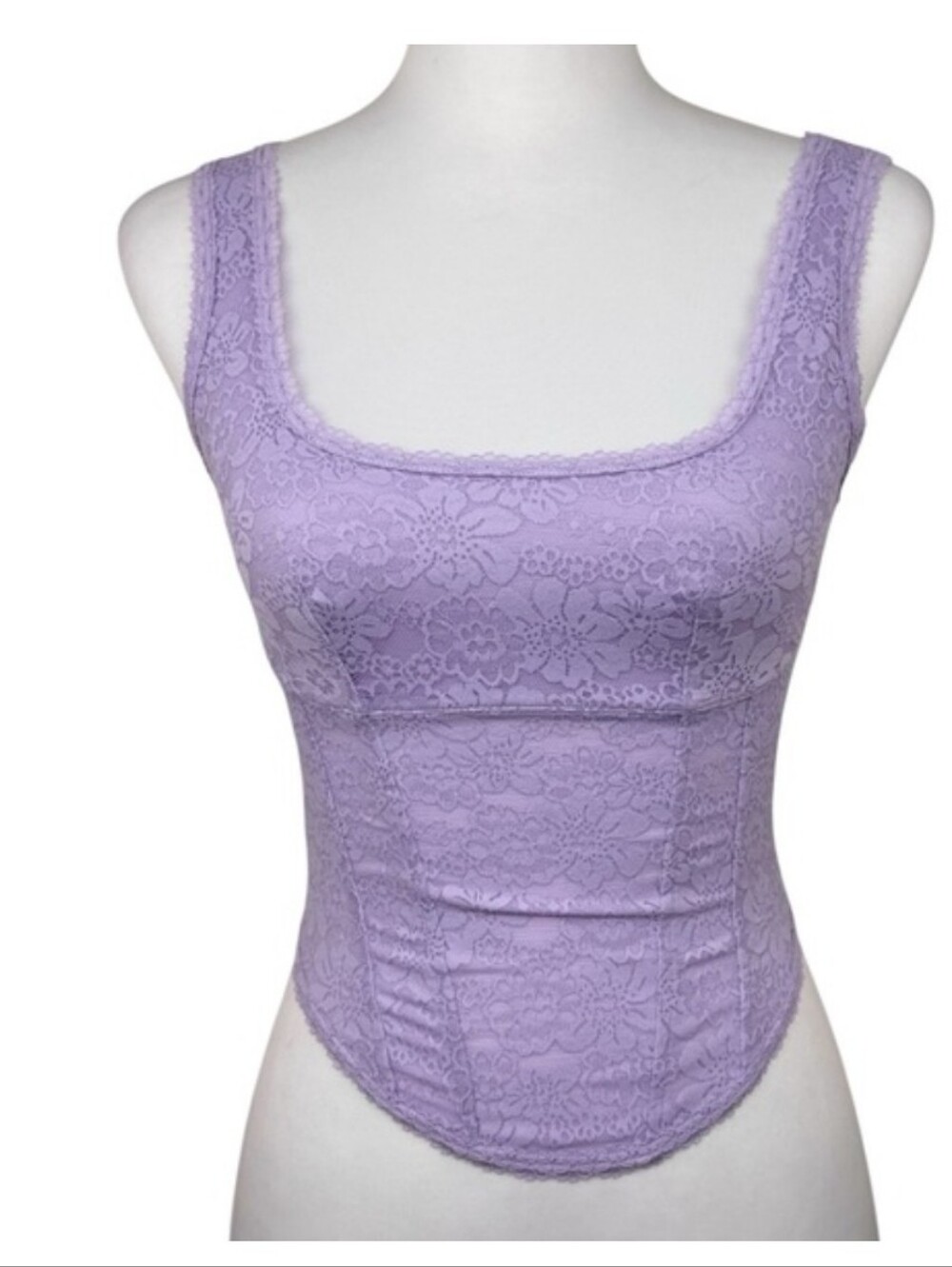 LNC PiNK Victoria’s Secret The Cinched Corset Lavender Lace Bralette Tank SZ XL